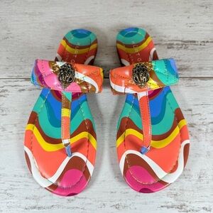 Kurt Geiger London Women's Size 35.5 Kensington Printed T-Bar Flat Sandals New